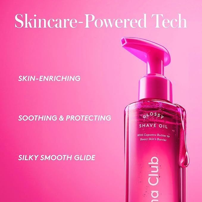Athena Club Glossy Shave Oil for Women | Super Pink | 8 fl. oz. | 2 pack | Skincare Meets Shave | Luxuriously Smooth Skin | Sensitive-Skin Friendly | Silky Glide | Moisturizing Care