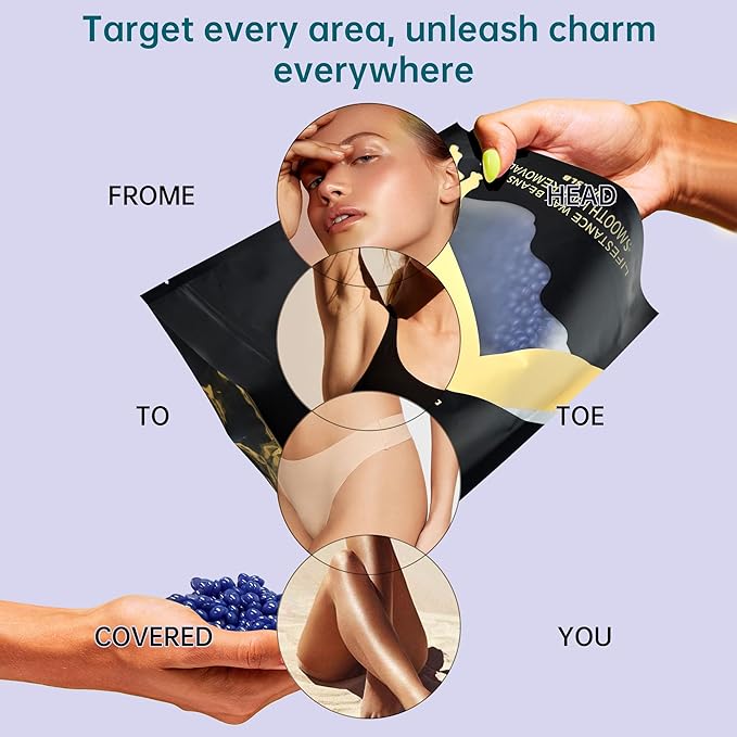 Lifestance 2.5lb Wax Beads Kit, Lavender Hard Wax Beans For Hair Removal Brazilian Bikini Leg Underarm, Waxing for Fine Coarse Hair Women Men Large Refill for Wax Warmers at Home