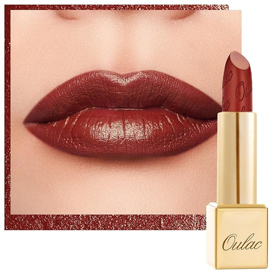 Oulac Matte Plummy Red Lipstick with Glow Metallic Finish - Vegan Lipstick for Women, Creamy Texture, Hydrating Clean Beauty Formula, High-End Magnetic Hook Design, GM13 Daring