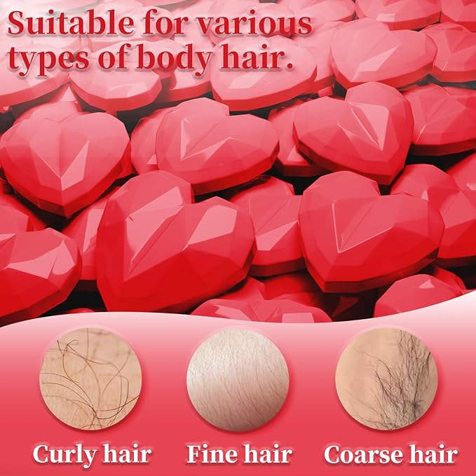 Chulan Hard Waxing Beads, 1000g/2.2lb Wax Beads for Sensitive Skin Bikini Brazilian Hair Removal, Fragrance Allergen Free Cute Red Heart Shape Wax Bean for Legs, Facial, Coarse, Short Hair