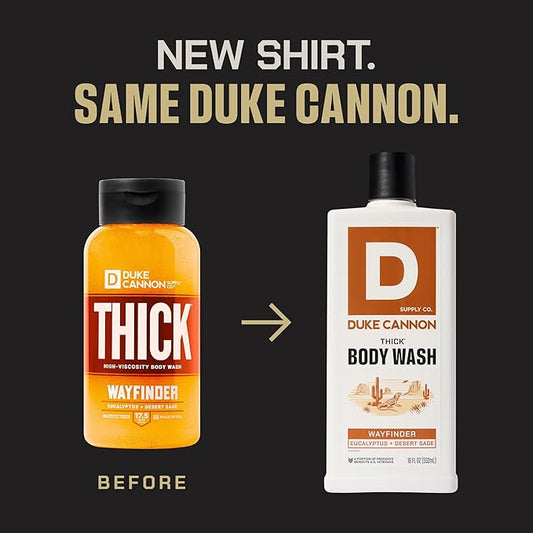 Duke Cannon Supply Co. Thick High Viscosity Body Wash – 3X Thicker, Cleansing Shower and Bath Gel, Mineral-Enriched for Men – Shower Gel – Men’s Body Scrub – Wayfinder (18 oz)