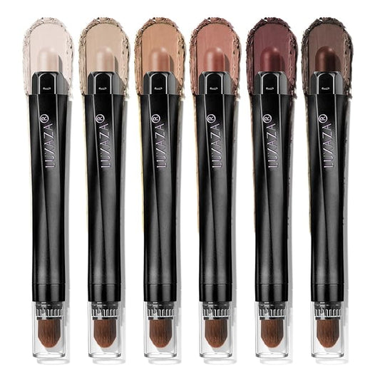 6PCS Cream Eyeshadow Stick Makeup Sets, Metallic And Matte Shimmer Eye Shadow Eye Brightener Stick Pencil Crayon, B09-Chocolate Matte