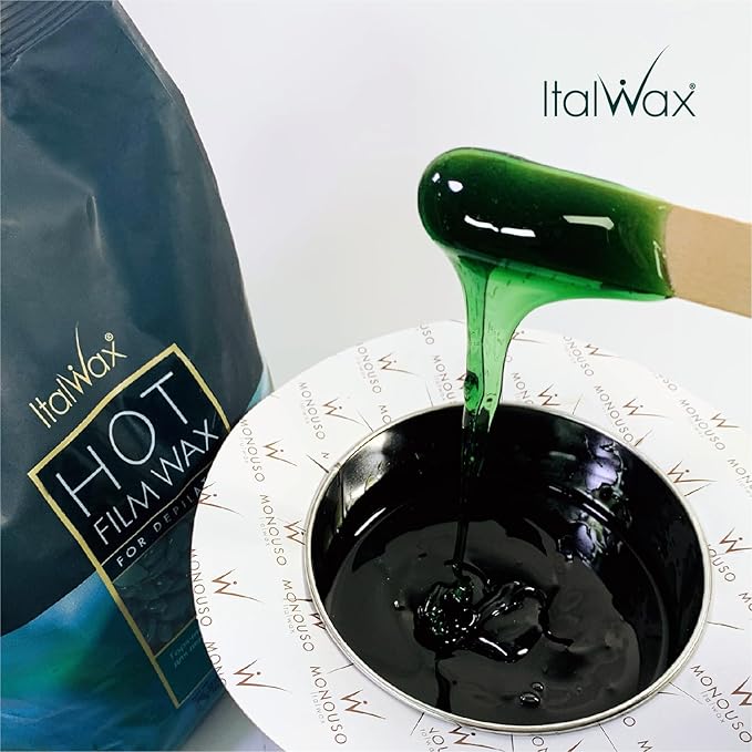 Italwax Azulene - 500g / 1.1lb - Hard wax beads for hair removal - Natural formulation ideal for sensitive skins - Unscented - Recommended for Bikini Area and Armpits