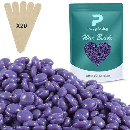 Wax Beads for hair removal- 3lb Hard Wax Professional Beans - Low Termperature Stripless Melting Wax for Body, Leg, Bikini Back, Nose, Upper Lip, Facial, Underarm - Brazilian Painless Waxing