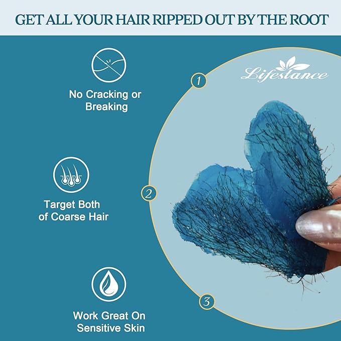 Hard Wax Beads, Lifestance 1lb Waxing Beads, Brazilian Bikini Wax,Hard Wax Hair Removal for Face, Body, Legs, Pearl Beads for Wax Warmers (blue)