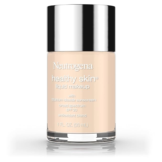 Neutrogena Healthy Skin Liquid Foundation Makeup with Broad Spectrum SPF 20 Sunscreen, Lightweight, Medium Coverage Makeup with Sunscreen and Pro-Vitamin B5, Classic Ivory 10, 1 fl. oz