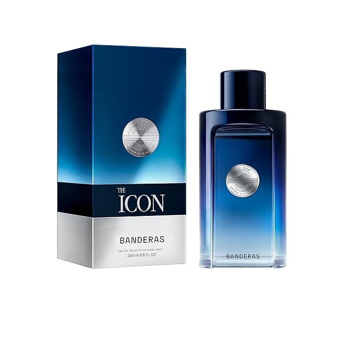 Banderas Antonio Perfumes - The Icon, Eau de Toilette for Men - Long Lasting - Masculine, Elegant, With Personality Fragance - Amber Woody Notes - Ideal for Special Events - 6.8 Fl Oz