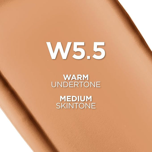 L'Oreal Paris True Match Super-Blendable Foundation, Medium Coverage Liquid Foundation Makeup, W5.5, Medium, 1 Fl Oz