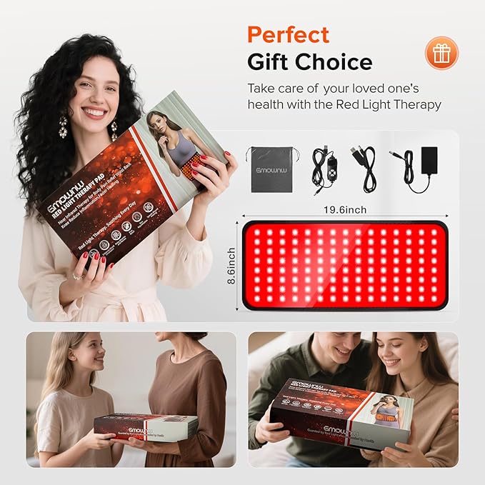 Red Light Therapy for Body, 19.6'' x 8.6'' Near Infrared Light Therapy Pad with 3-in-1 Chip 120 LEDs Bead with Timer Remote Control, 660nm & 850nm Therapy Belt Wrap for Muscle Pain Relief