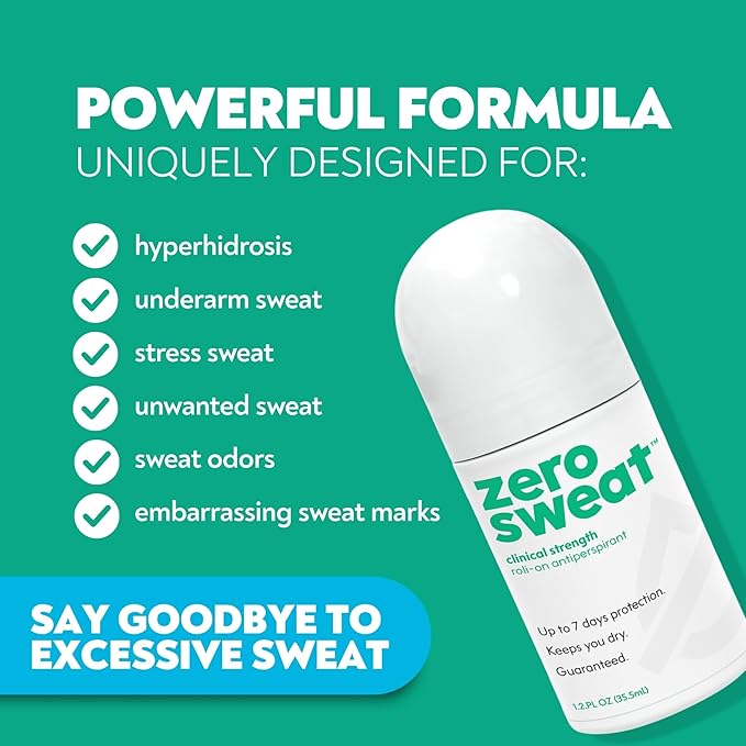 ZeroSweat Antiperspirant Deodorant | Clinical Strength Hyperhidrosis Treatment - Reduces Armpit Sweat (2 Pack)