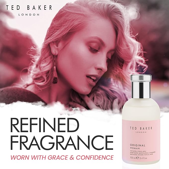 Ted Baker Woman Pink EDT, Floral Green Feminine Fragrance, Opening Notes are Fresh Peach, Bergamont and Tangerine with Warm Musk, Vanilla and Vetiver Base Notes, 3.38 fl oz