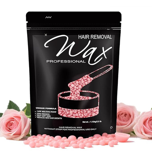 2.5lb Wax Beads, Hard Wax Beads with Coarse Hair Formula -Wax Beads for Hair Removal Sensitive Skin Women, Idea for Full Body, Legs, Face,Bikini and Brazilian (Rose)
