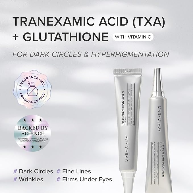 Mary&May Tranexamic Acid (TXA)+Glutathione Eye Cream | Dark Circles & Hyperpigmentation | With Niacinamide & Vitamin C | Firms Under Eye Area | Wrinkle & Fine Line Care | Korean Skincare, 1.01 oz.