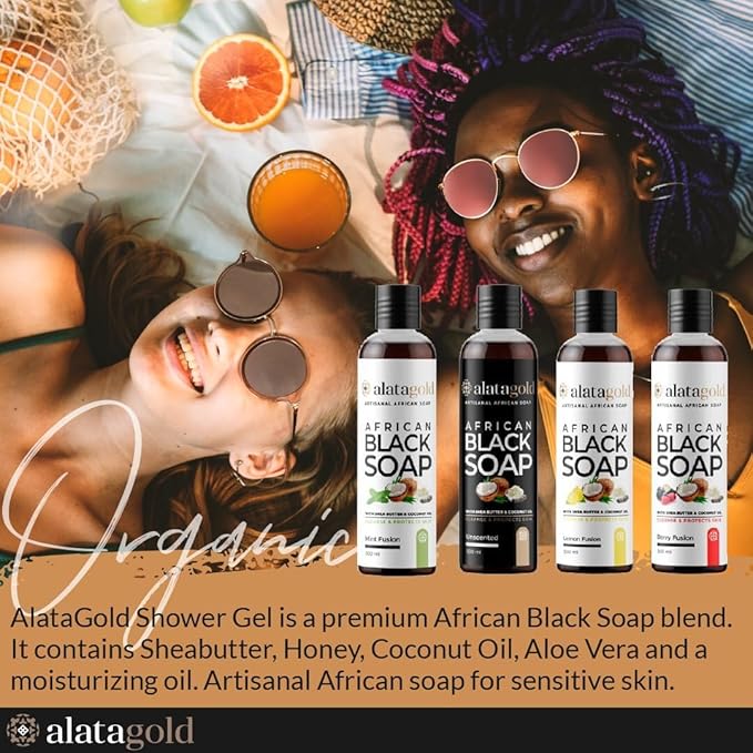 African Black Soap Liquid Body Wash (Pack of 2) – Moisturizing Black African Soap with Shea Butter, Aloe, Honey & Coconut Oil – Deep Cleansing & Hydrating – 16.9 oz (Lemon Scent)