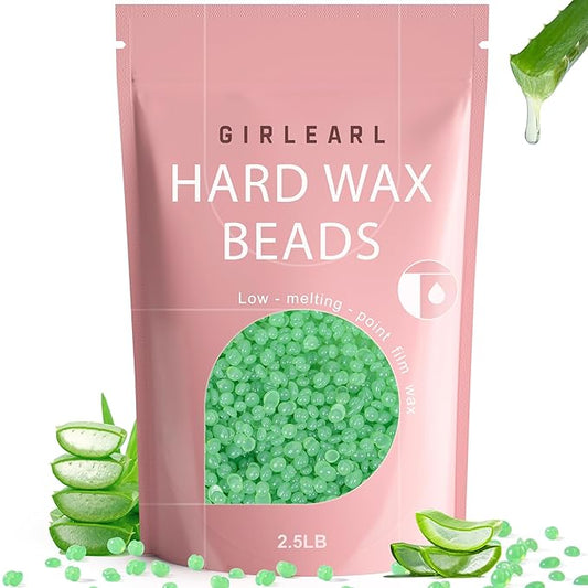 2.5lb Wax Beads for Hair Removal, Brazilian Bikini Waxing for Women Men, Hard Wax beads Perfect for Sensitive Skin Full Body Eyebrow, Legs, Face at Home Waxing Beads for Coarse Hair (Aloe)
