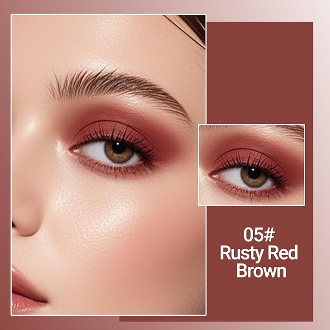 Erinde Brick Red Brown Single Eyeshadow Palette, Matte Cream Eye Shadow for Older Women, Blendable Long-Lasting Waterproof Eye Makeup Palette, High Pigment Powder Sombra De Ojos, 05 Rusty Red Brown