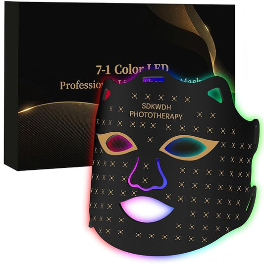 Red Light Mask for Face, 7-1 Colors Facial Care Mask, 850nm Infrared & Red Light Masks, Ergonomic Design for Home & Travel