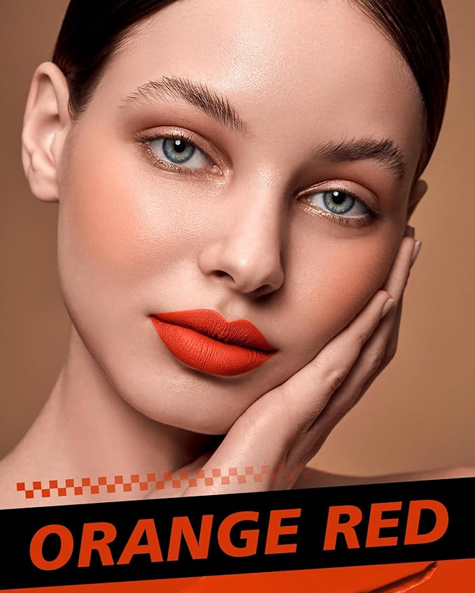 Red Lipstick Set Long Lasting 3Pc Matte Liquid Lipsticks for Women Non Transfer Smudgeproof Red Brown Orange Lipstick Kit Cruelty Free Lip Color, 13/50/51