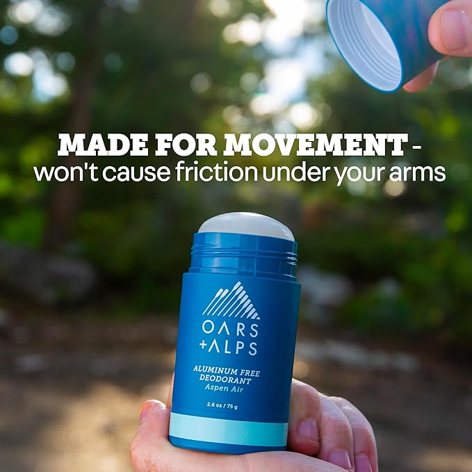 Oars + Alps Deodorant for Men & Women, Aluminum Free Deodorant for Men, Dermatologist Tested, Clean Ingredients, Vegan, Long Lasting, Odor Protection, Aspen Air, 2pk, 2.6oz