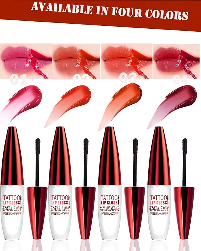 Peel Off Lip Stain Tattoo Lip Gloss,Nude Pink Matte Lip Liner Stain Peel Off Waterproof Long Lasting,Highly Pigmented Transfer-Proof Lips Tint Non-Stick Tinted Liquid Lipstick Makeup for Women-04