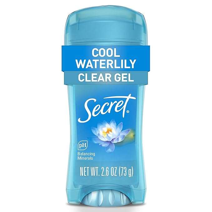 Secret Fresh Antiperspirant Deodorant for Women, 48hr to 72hr Breathable Sweat & Odor Protection, Instant Freshness & Gentle, PH Balancing Minerals, Clear Gel, Cool Waterlily Scent, 2.6 oz