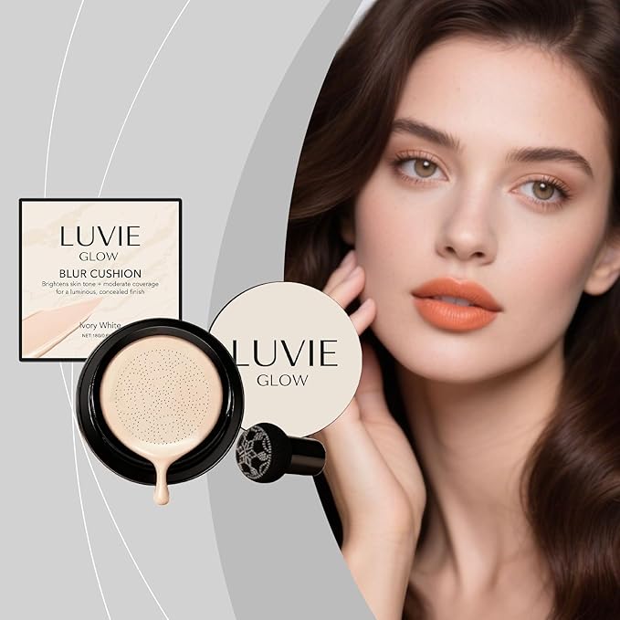 Dulele Cushion Foundation BB Cream, Mushroom Head Air Cushion CC Cream, Moisturizing Concealer Brighten Skin, Full coverage Matte Finish Easy Application for All Skin Types