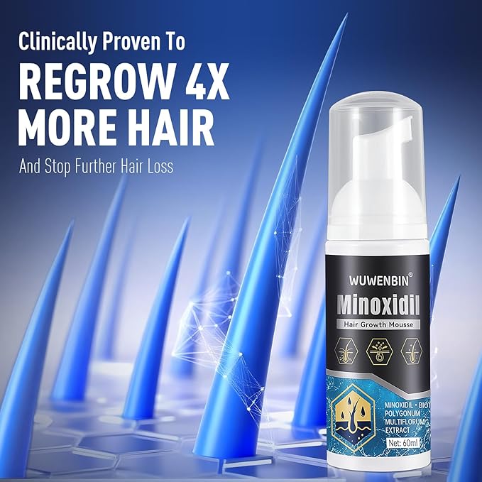 5% Minoxidil Hair Growth With Biotin: Minoxidil for Men and Women - Hair Growth Supports Thicker and Fuller Beard & Hair(4 Pack 8Oz For 8 Month Supply)