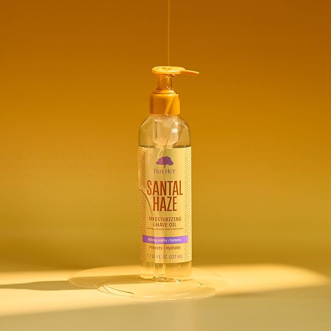 Tree Hut Santal Haze Moisturizing Shave Oil, Gel-to-Oil Formula, Ultra Hydrating Barrier for a Close, Smooth Shave, For All Skin Types, 7.7 fl oz