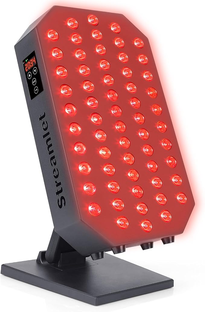 Red Light Therapy Panel for Face, Body, 660nm 850nm Near Infrared Light Device with Timer, 60 Dual Chip Clinical Grade LEDs for Skin Health, Recovery, Pain, Improve Sleep, Energy, Anti Aging