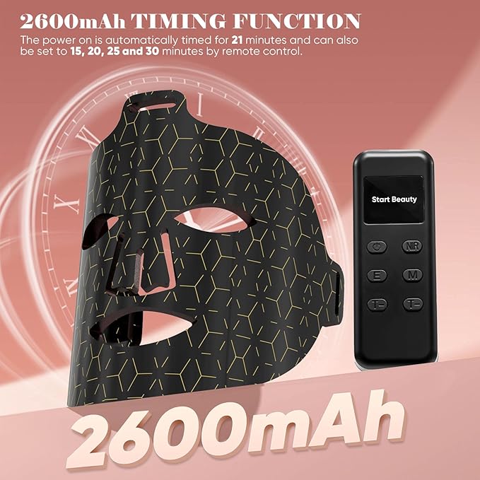 Red Light Therapy for Face, 8 Modes Portable Led Face Mask Light Therapy with Remote, Near-Infrared 850nm Wavelength with Timing Function for Anti-Aging Skincare at Home/Travel/Gift