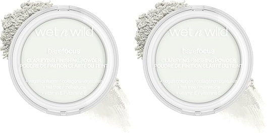 wet n wild Bare Focus Clarifying Finishing Powder | Matte | Pressed Setting Powder Translucent (Pack of 2)