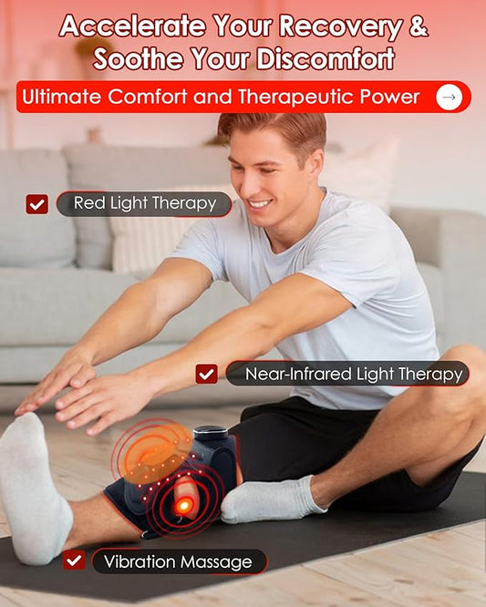 Red Light Therapy for Knee Brace, Vibration Knee Massager, 660nm&850nm, Red Light Heated Device for Knee/Elbow/Shoulder