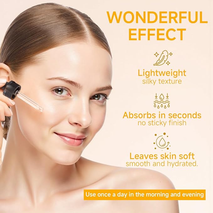 Vitamin C Serum, Hyaluronic Acid Serum for Face, 2 Packs All-In-One Hydrating Rich in Ferulic & Vitamin E for All Skin Type Facial Skincare Smooths Fine Lines for Neck Face