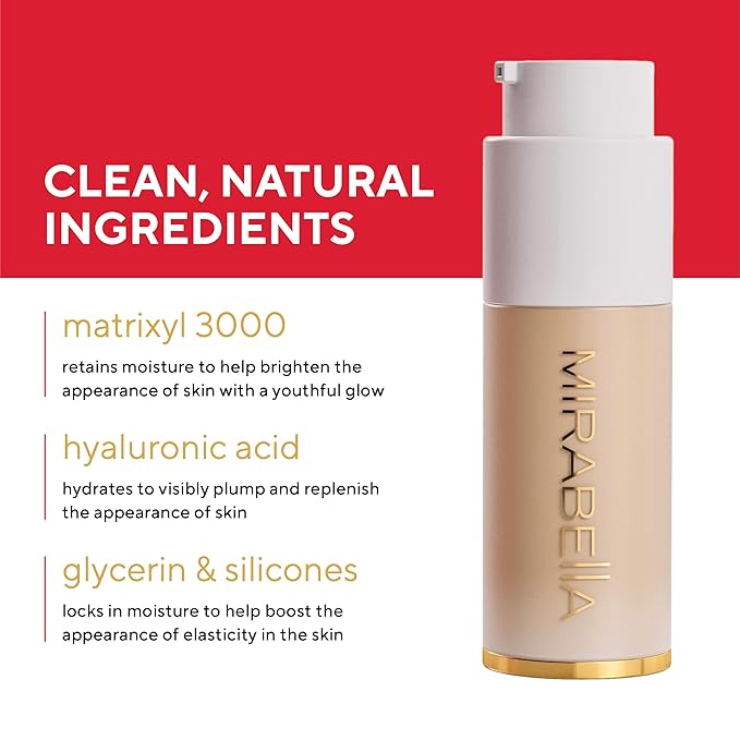 Mirabella Invincible For All HD Liquid Foundation - Anti-Aging Full Coverage Liquid Face Makeup - Moisturizing, Hydrating & Lightweight Foundation for All Skin Types (Light L100)