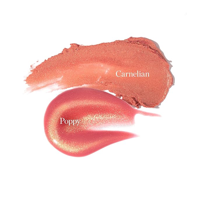 Ogee Dew-Kissed Morning - Carnelian Face Stick & Poppy Lip Gloss Duo - Limited Edition Holiday Makeup Gift Set - Certified Organic & Skincare-Infused