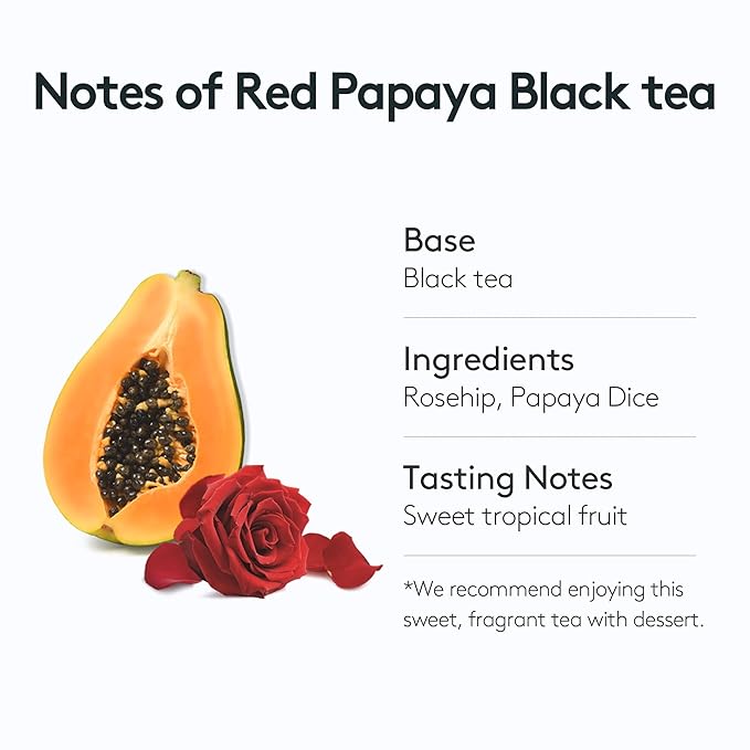 OSULLOC Peach Papaya Black Tea | Sweet Fruit Tea | 20 Pyramid Tea Bags, 1.76oz