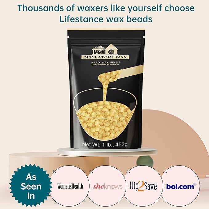 Lifestance Honey Waxing Beads, 1LB Coarse Hair Removal Wax Beans for Face, Eyebrow, Brazilian Bikini, Sensitive Skin at Home for Women and Men