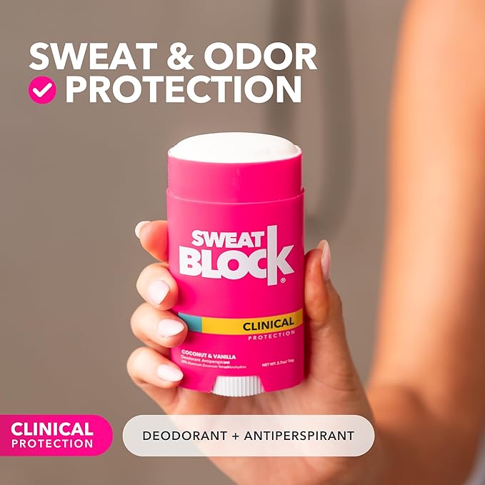 SweatBlock Clinical Strength Deodorant Antiperspirant for Women Coconut and Vanilla Scented 2 Pack 48 Hour Protection Against Sweat and Body Odor Gentle Daily Use Formula for Confidence and Freshness