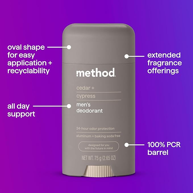 Method Deodorant, Cedar + Cypress, 24 Hour Odor Protection, 2.65 oz