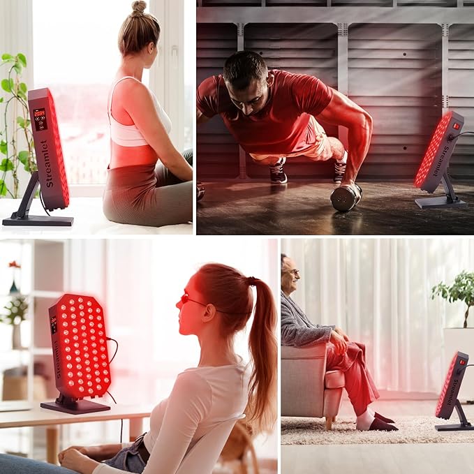 Red Light Therapy Panel for Face, Body, 660nm 850nm Near Infrared Light Device with Timer, 60 Dual Chip Clinical Grade LEDs for Skin Health, Recovery, Pain, Improve Sleep, Energy, Anti Aging
