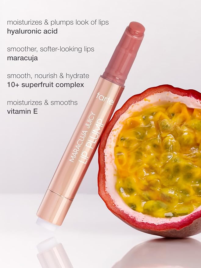 tarte maracuja juicy lip plump – Hydrating & Volumizing Lip Plumper Gloss Balm with Nourishing Hyaluronic Acid, Plumps & Moisturizes, Vegan & Cruelty-Free, full size, poppy
