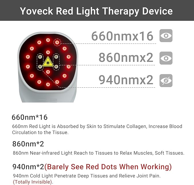 Red Light Therapy Device, 2x940nm+2x860nm+16x660nm, Cold Light Therapy Machine at Home, Handheld Light Therapy for Muscles Joints Relax, Light Therapy Wand Help with Pain for Body and Pets