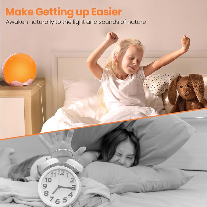 Wake up Light, Sunrise Alarm Clock with 10,000 Lux Therapy Light, Light Therapy Lamp with 20 Brightness & 4 Color Temperature, 11 Color Lights, Dual Alarm & Snooze Function