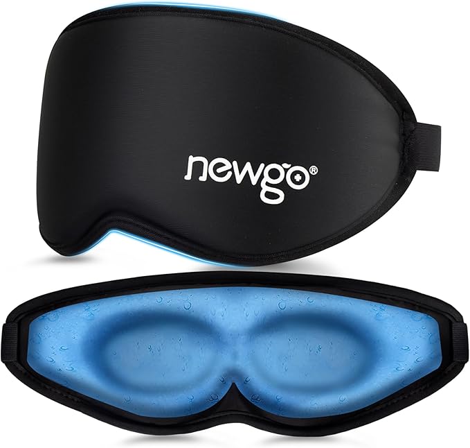 NEWGO Cooling Gel Eye Mask 3D Soft Cold Eye Mask, Eye Ice Pack with Zero Eye Pressure Hot Cold Therapy Blackout Sleep Mask for Puffiness, Dark Circles, Dry Eyes, Headaches and Stress Relief