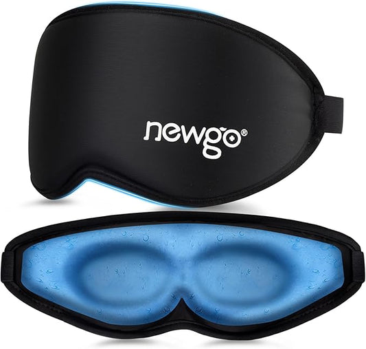NEWGO Cooling Gel Eye Mask 3D Soft Cold Eye Mask, Eye Ice Pack with Zero Eye Pressure Hot Cold Therapy Blackout Sleep Mask for Puffiness, Dark Circles, Dry Eyes, Headaches and Stress Relief