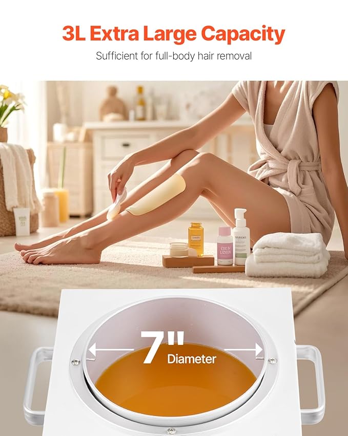 VEVOR Single Pot Wax Warmer, 3000ML 300W Professional Wax Warmer for Hair Removal, 32 ℉ - 212℉ Adjustable Electric Waxing Heater with 100PCS Waxing Sticks for Home Use, Beauty Salon, Spa
