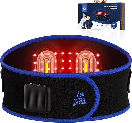 BOB AND BRAD ThermoRed Heating Pad Belt Massager for Lower Back Support, FSA Cordless Wearable Near Infrared Heat & Red Light Lumbar Back Wrap with Adjustable Vibration HSA Eligible, Gift for Family