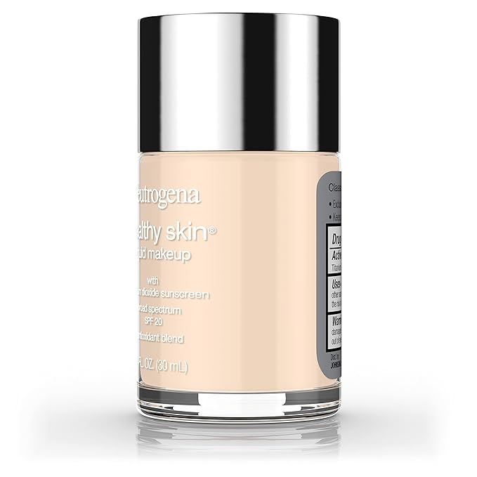 Neutrogena Healthy Skin Liquid Foundation Makeup with Broad Spectrum SPF 20 Sunscreen, Lightweight, Medium Coverage Makeup with Sunscreen and Pro-Vitamin B5, Classic Ivory 10, 1 fl. oz