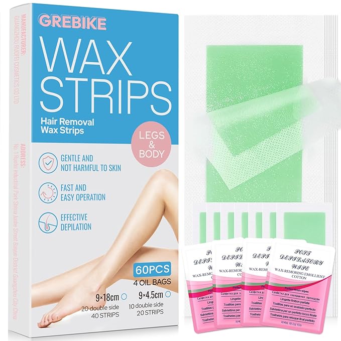 180PCS Wax Strips for Hair Removal - Facial Hair Removal for Women - Waxing Kit for Women, Face, Body, Arms, Legs, Chest, Back, Bikini & Brazilian 180ct Waxing Strips & 12Calming Oil Wipes