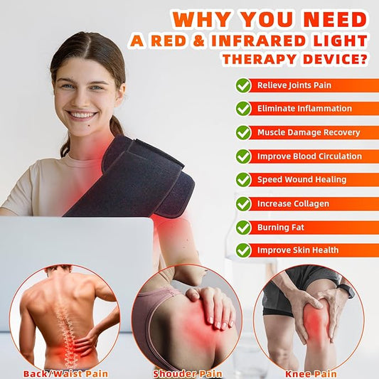 Red Light Therapy Infrared Light Therapy Pad Wearable Wrap Heating Pad for Body Pain Relief Back Waist Shoulder Knee Feet Faster Body Energy Recovery with Timer